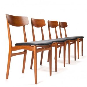 Danish Set Of 4 Vintage Dining Table Chairs From The Late 1950s