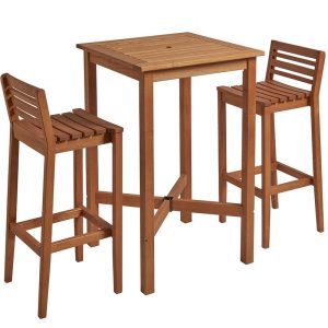 More Outdoor Wooden Slatted Poseur Set Nobis Restaurant Furniture